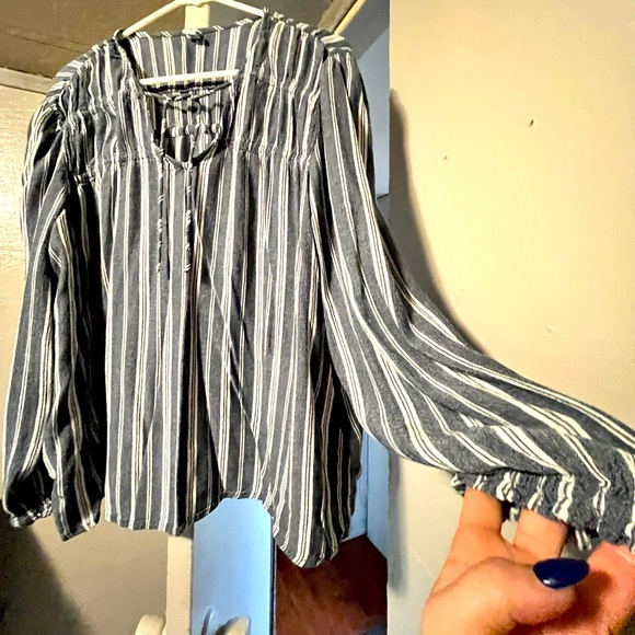 Old Navy Tops - Old Navy Striped Long Sleeve Blouse Womens XL